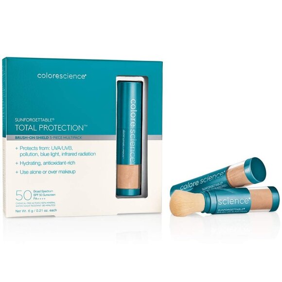 Colorescience Sunforgettable Total Protection Brush-On SPF 50, Medium 3 Pack NEW - Picture 1 of 7
